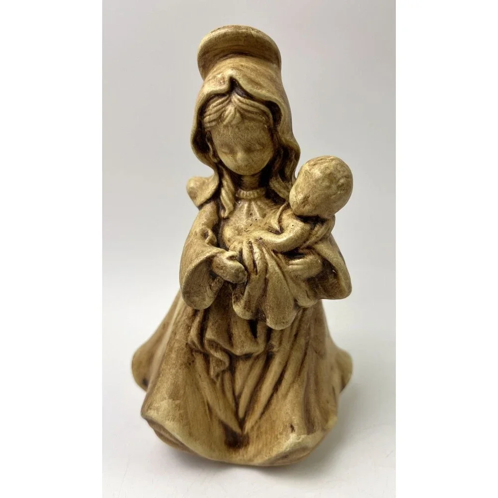 Vintage Tan Ceramic Mother & Child Figurine 5.75